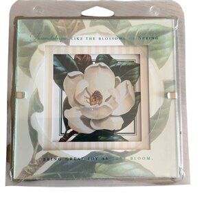 Vtg Collectible Hallmark Ensemble Framed Magnolia Print 5" X 5" Floral Art Decor